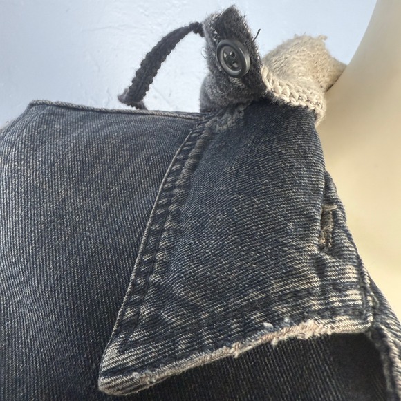 Free People Jacket Small Denim Retro 90s Grunge Distressed Sweatshirt Hoodie - Picture 8 of 11